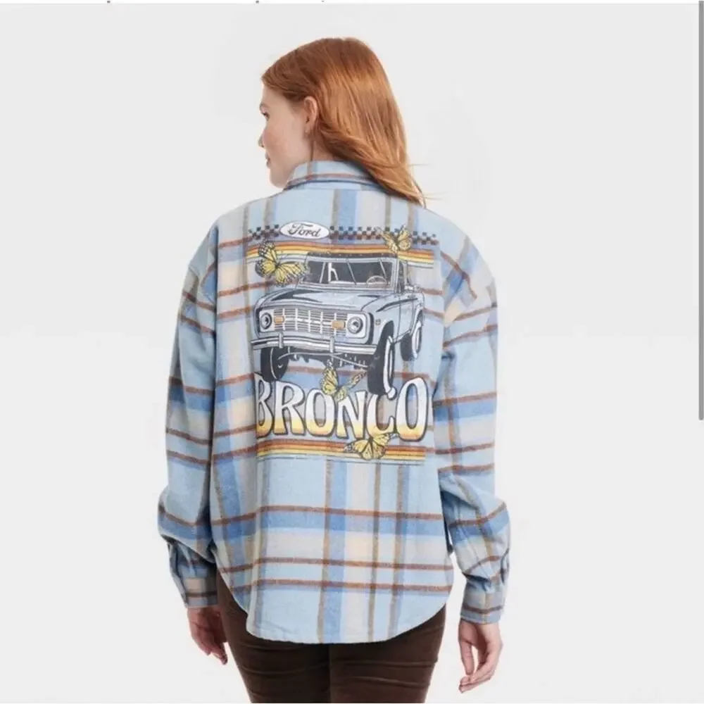 Ford Bronco Flannel |Vintage Bronco Back Detail | Music Festival Outfit plus XXL - Picture 3 of 9